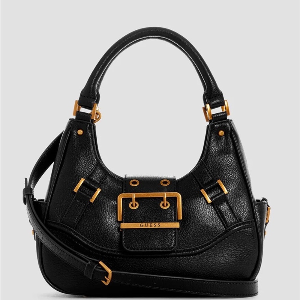 Guess Black Shoulder Bag with Gold Details